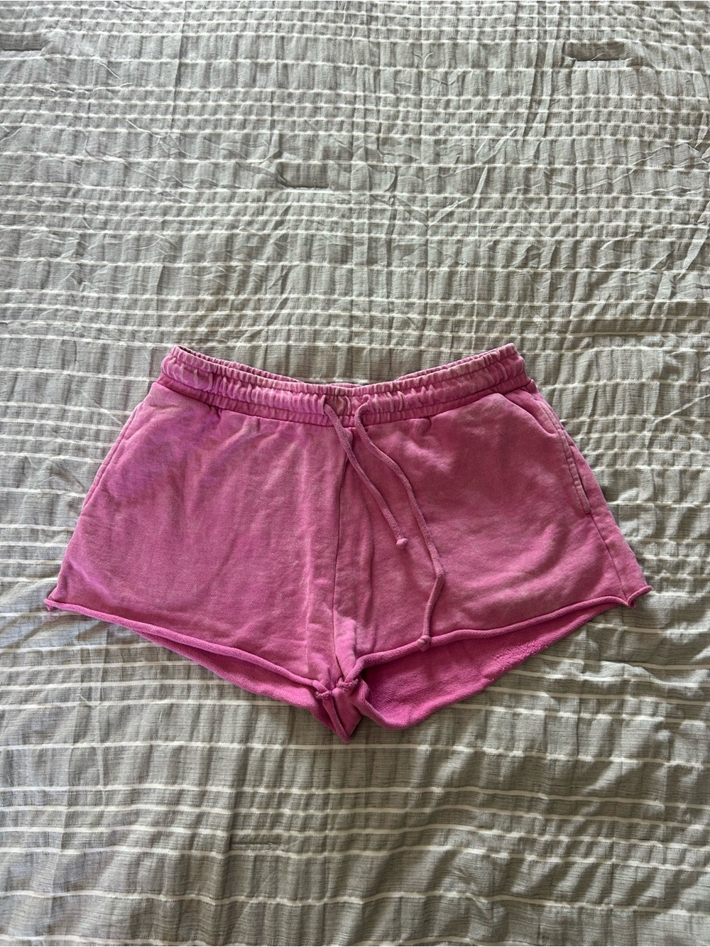 Pink Knit Drawstring Lounge Shorts
